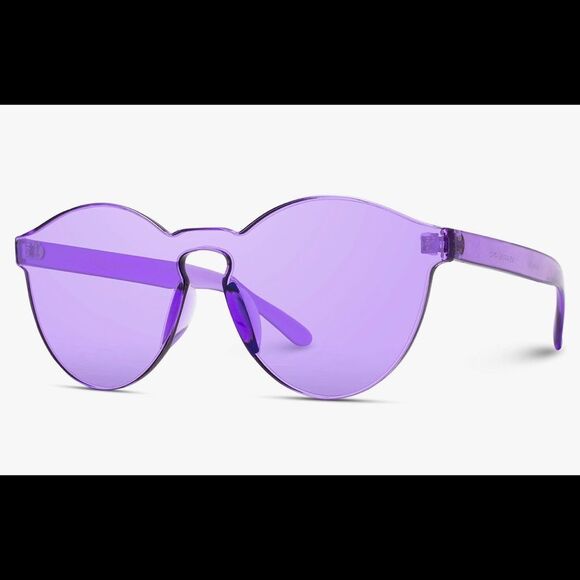 PURPLE Rimless Sunglasses Transparent - new in package - Picture 1 of 3